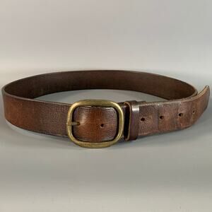 NO BRAND Size 38 Brown Dark Pebble Grain Leather Belt